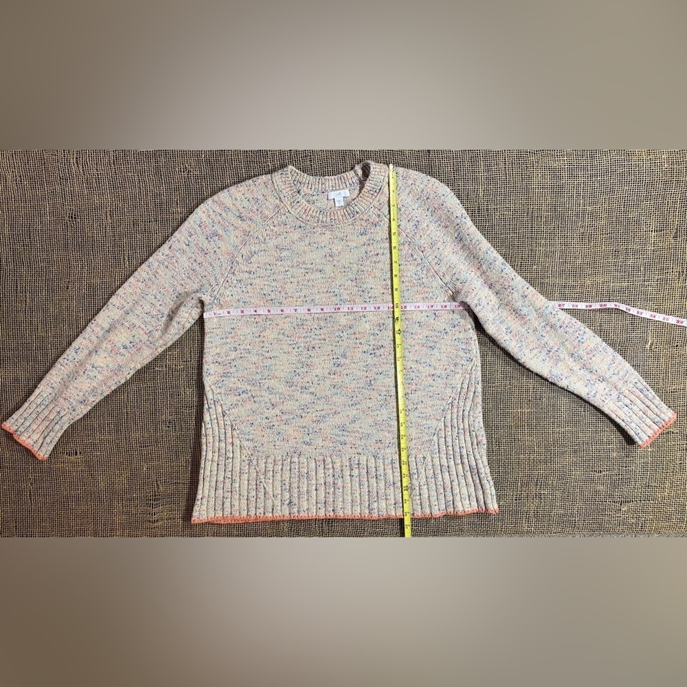 J. Jill Oatmeal Multicolored Speckled Sweater, Sz M, Crew Neck, Ribbed Hem - Picture 4 of 7